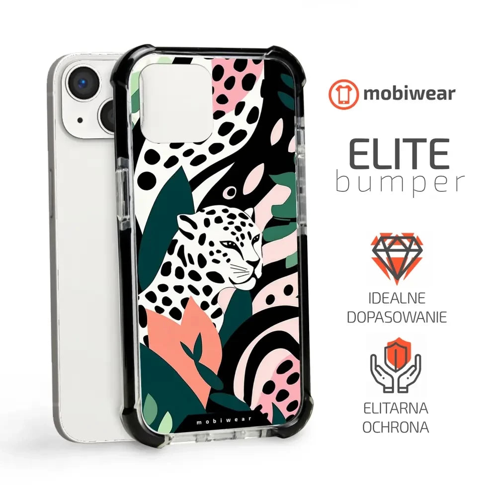 Handyhülle für iPhone 13 mit MagSafe, Mobiwear Elite Bumper, Tropischer Gepard