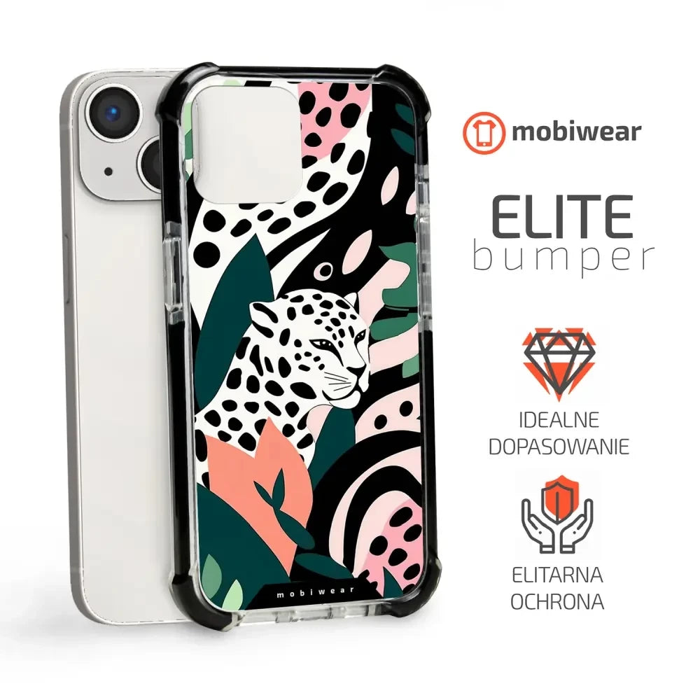 Handyhülle für iPhone 13 Mini mit MagSafe, Mobiwear Elite Bumper, Tropischer Gepard