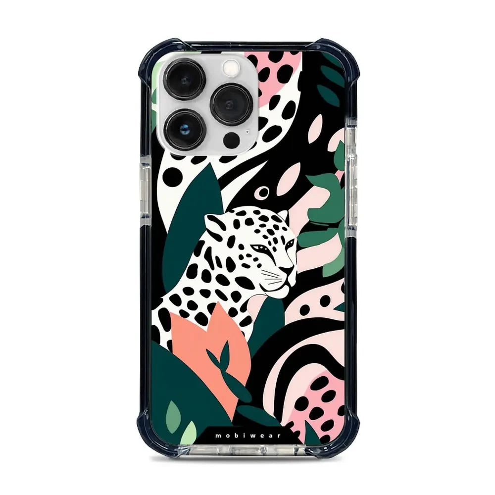 Handyhülle für iPhone 13 Pro mit MagSafe, Mobiwear Elite Bumper, Tropischer Gepard