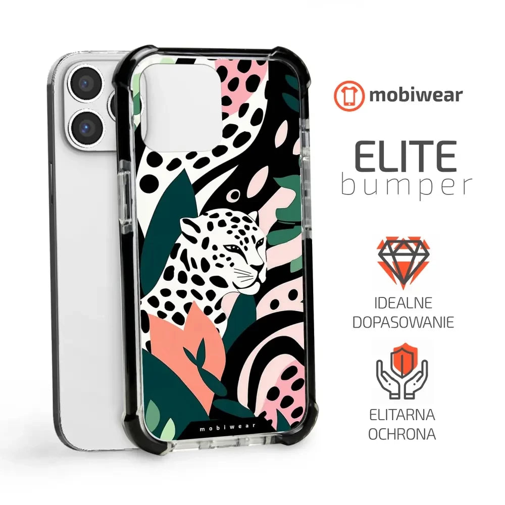 Handyhülle für iPhone 13 Pro Max mit MagSafe, Mobiwear Elite Bumper, Tropischer Gepard