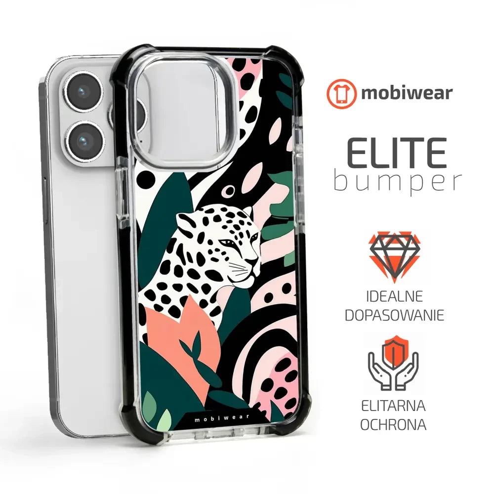 Handyhülle für iPhone 14 Pro mit MagSafe, Mobiwear Elite Bumper, Tropischer Gepard