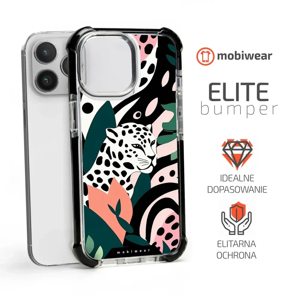 Handyhülle für iPhone 14 Pro Max mit MagSafe, Mobiwear Elite Bumper, Tropischer Gepard