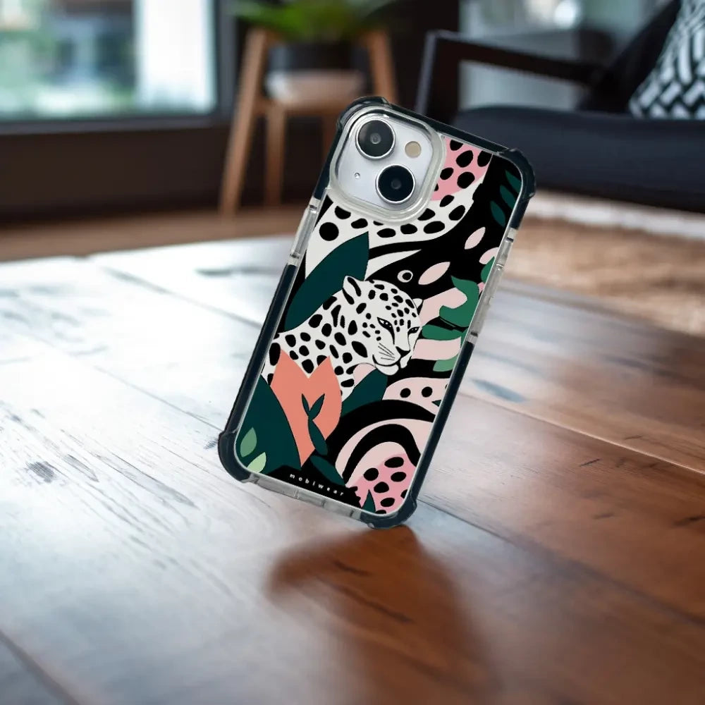 Handyhülle für iPhone 15 Plus mit MagSafe, Mobiwear Elite Bumper, Tropischer Gepard