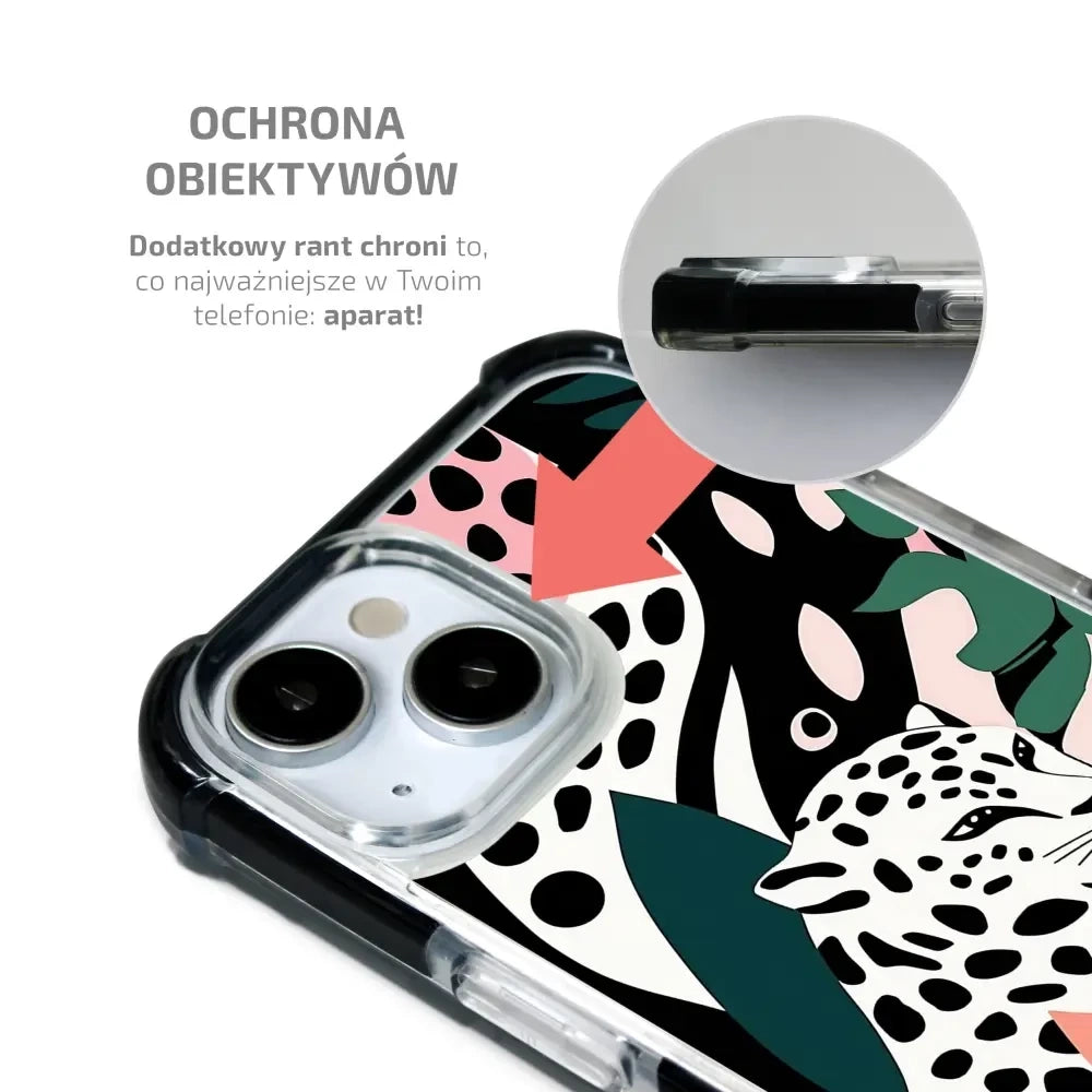 Handyhülle für iPhone 15 Pro mit MagSafe, Mobiwear Elite Bumper, Tropischer Gepard