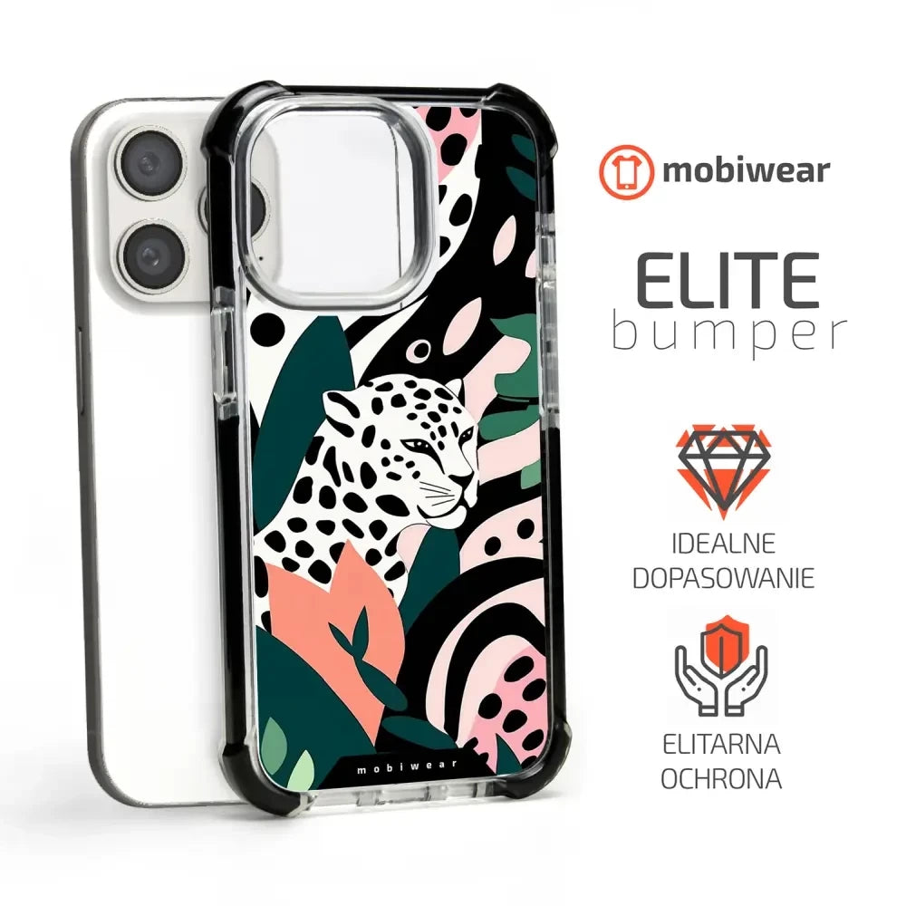 Handyhülle für iPhone 15 Pro mit MagSafe, Mobiwear Elite Bumper, Tropischer Gepard