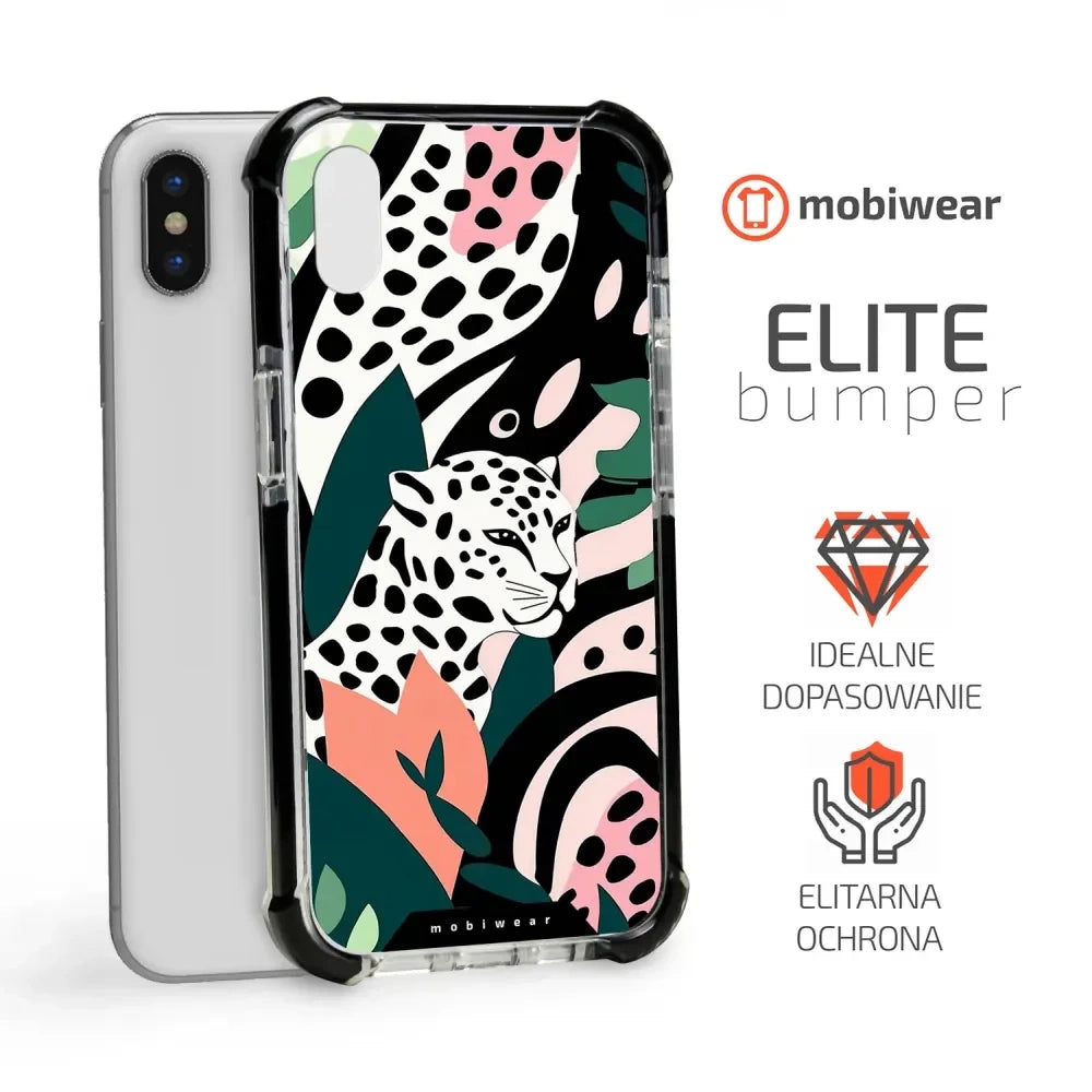 Handyhülle für iPhone X mit MagSafe, Mobiwear Elite Bumper, Tropischer Gepard