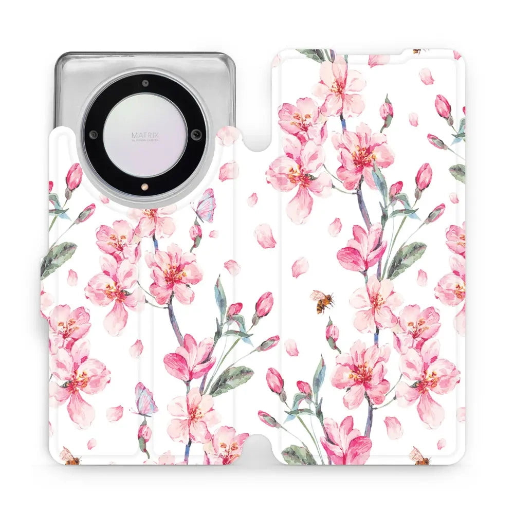 Handyhülle mit klappe für Honor Magic5 Lite, Mobiwear Book, Rosa Frühling