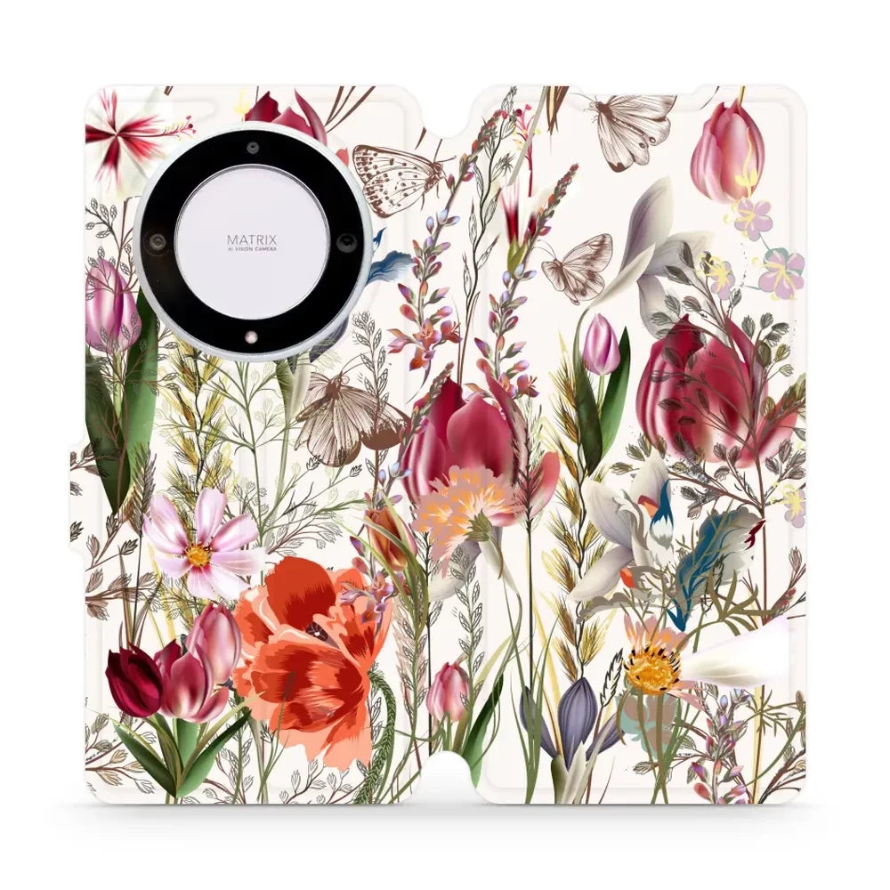 Handyhülle mit klappe für Honor Magic5 Lite, Mobiwear Book, Blumenstrauß