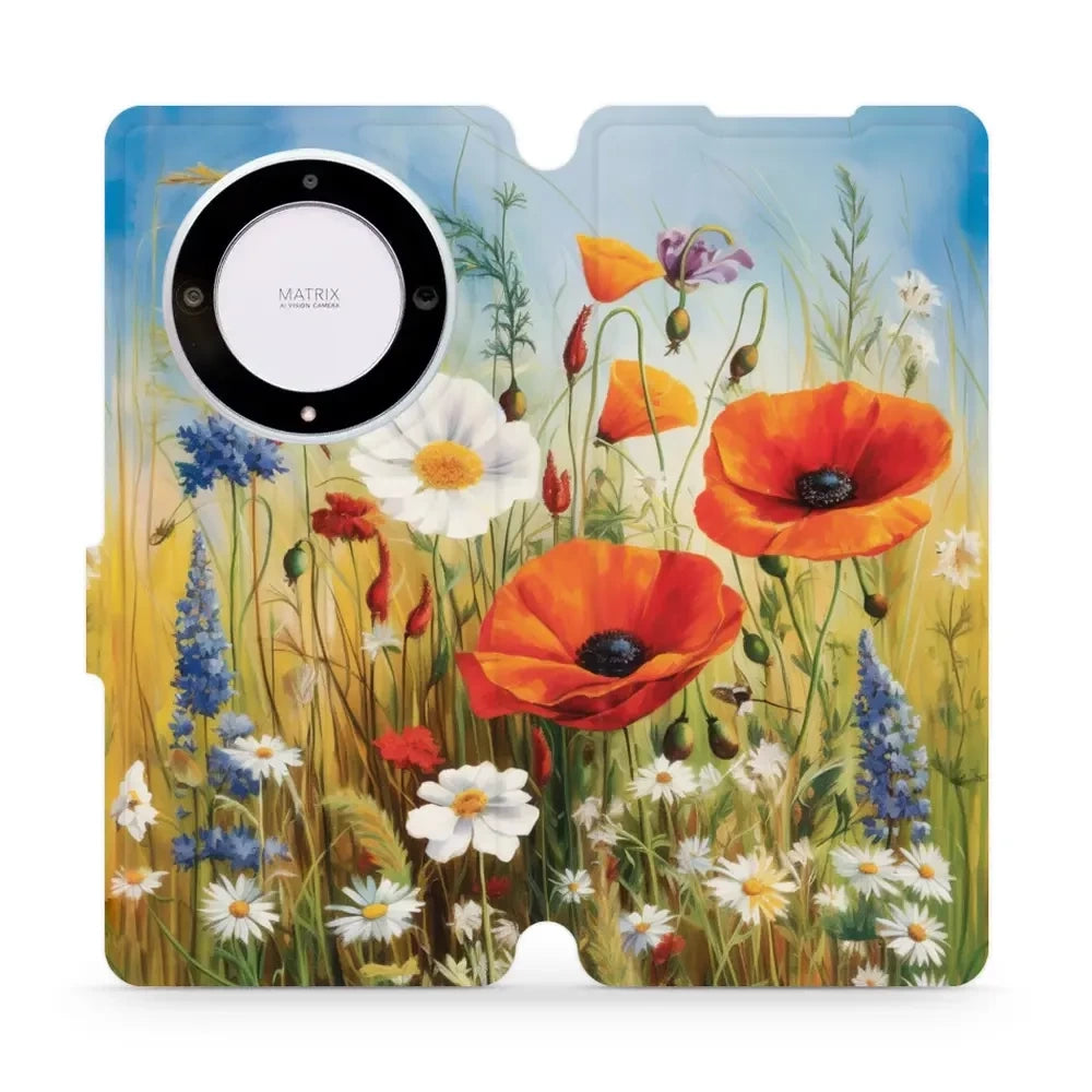 Handyhülle mit klappe für Honor Magic5 Lite, Mobiwear Book, Wiesenblumen