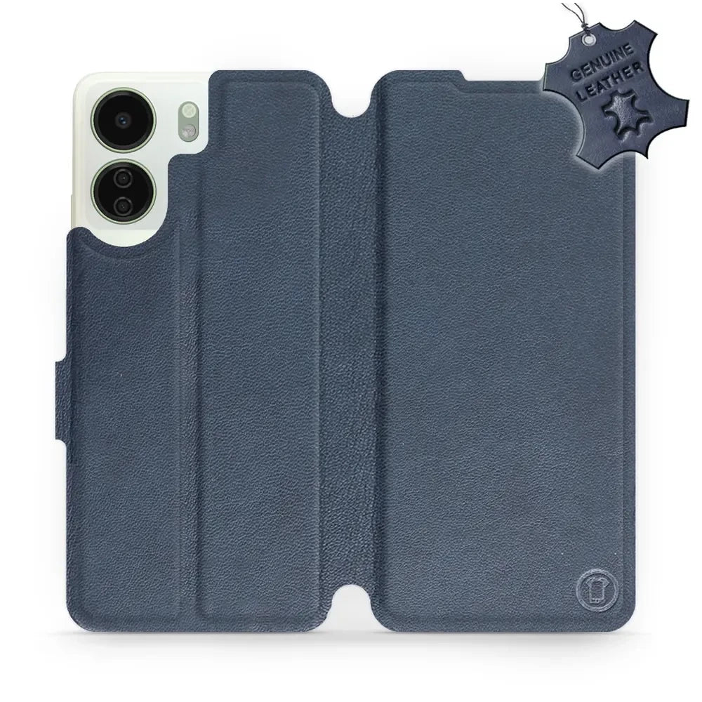 Echtleder Handyhülle für Xiaomi Redmi 13C 5G, Mobiwear Leather, Dunkelblau