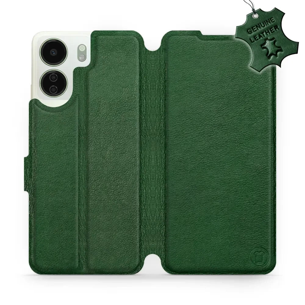Echtleder Handyhülle für Xiaomi Redmi 13C 5G, Mobiwear Leather, Grün