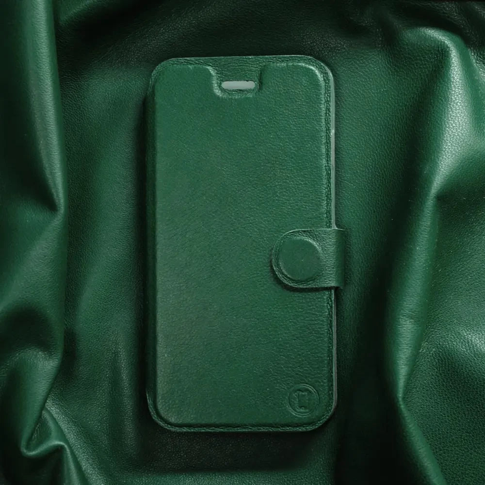 Echtleder Handyhülle für Xiaomi Redmi 13C 5G, Mobiwear Leather, Grün