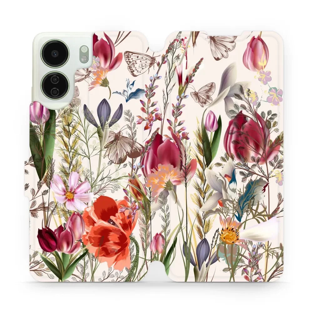 Handyhülle mit klappe für Xiaomi Redmi 13C 4G, Mobiwear Book, Blumenstrauß