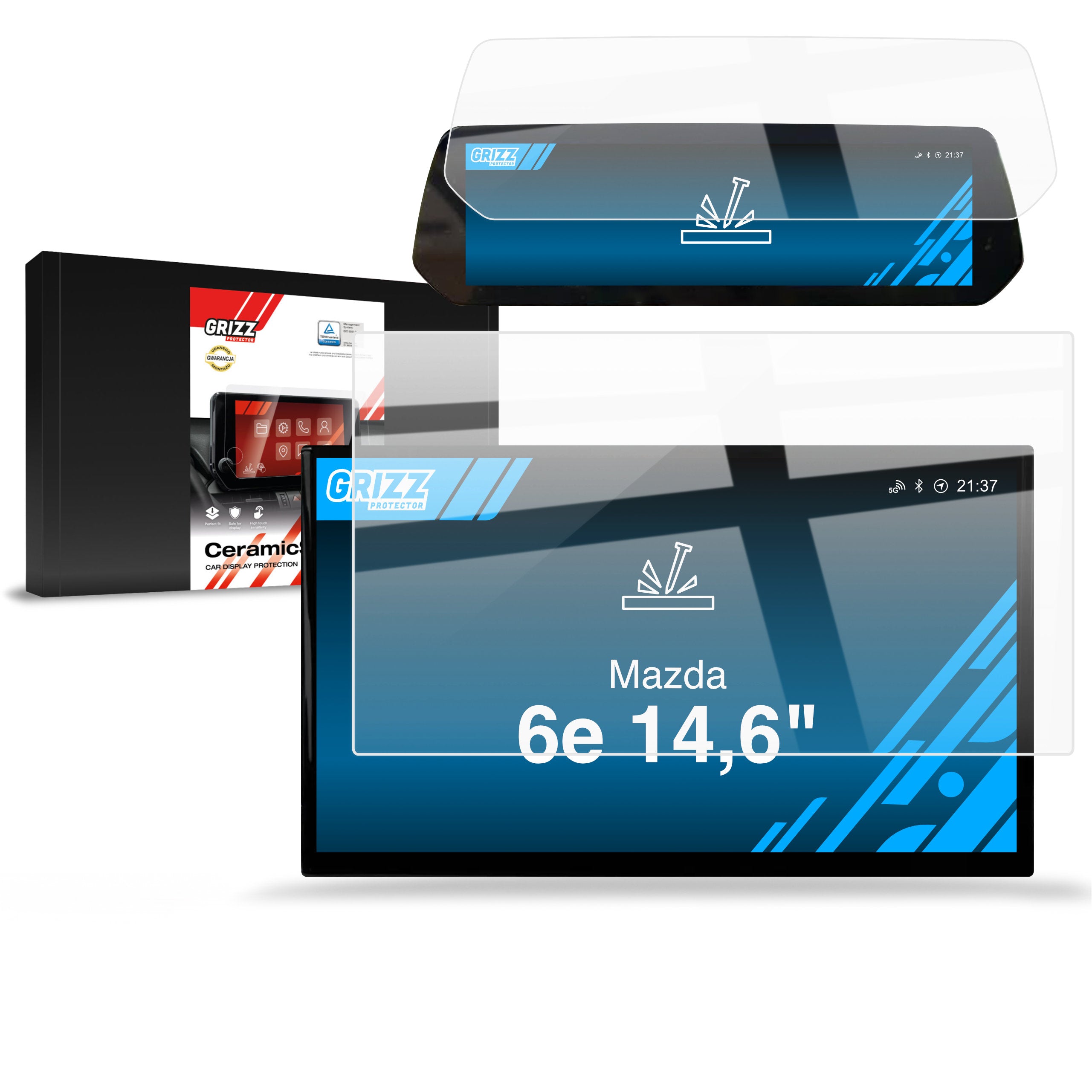 Keramische Autodisplayfolie 2in1 für Mazda 6e 14,6" (2026), Grizz Protector
