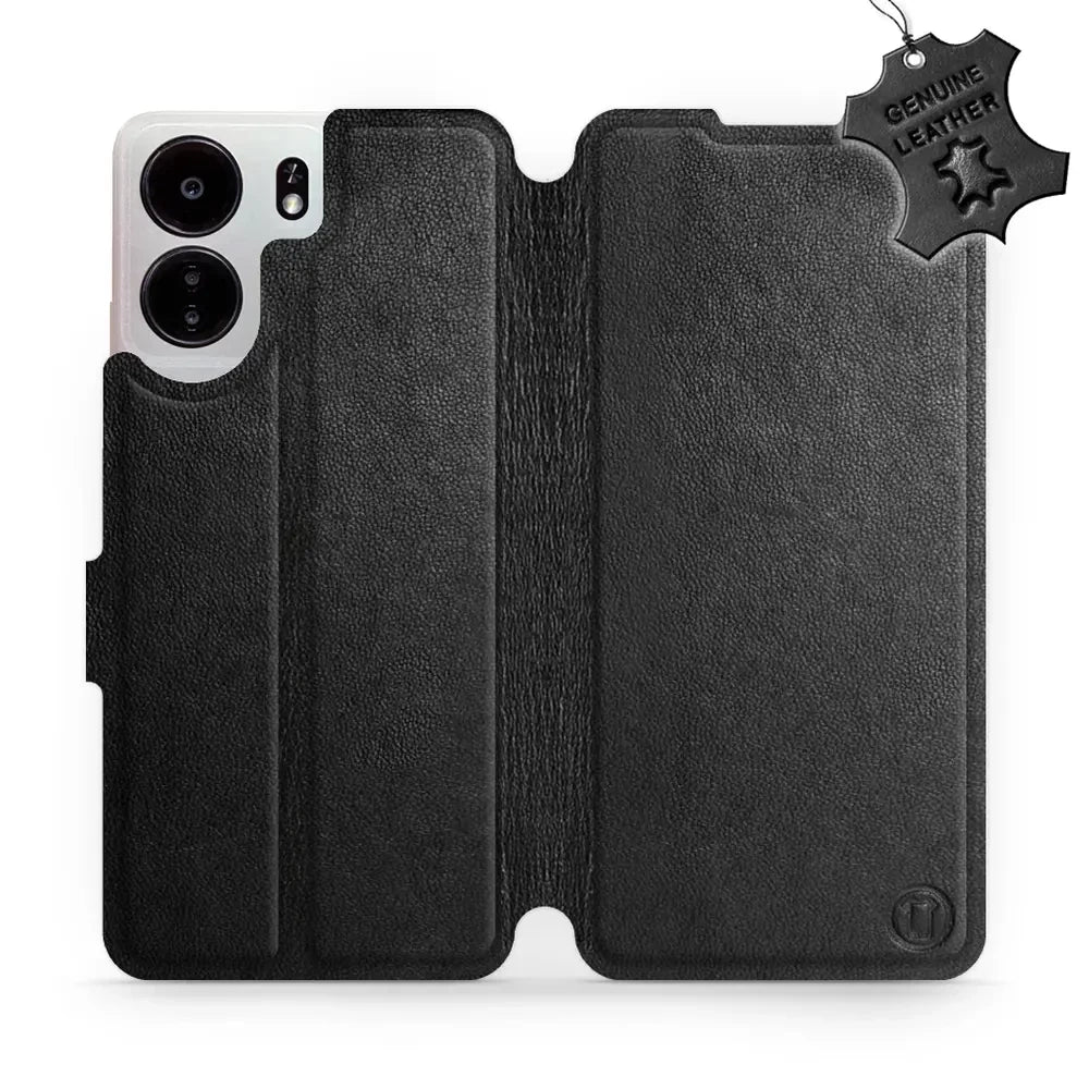 Echtleder Handyhülle für Xiaomi Poco C65, Mobiwear Leather, Schwarz