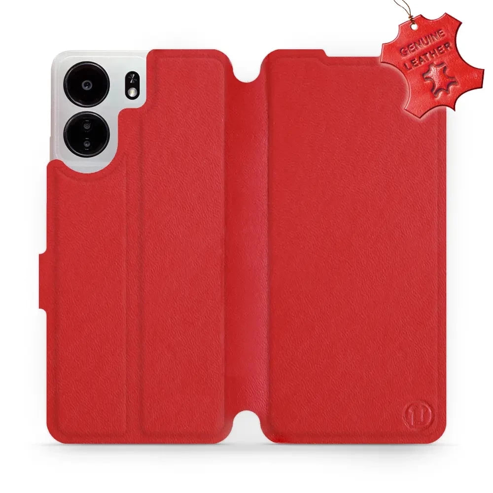 Echtleder Handyhülle für Xiaomi Poco C65, Mobiwear Leather, Rot