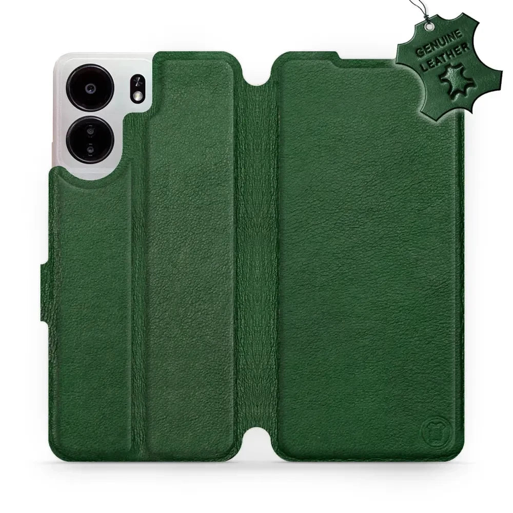 Echtleder Handyhülle für Xiaomi Poco C65, Mobiwear Leather, Grün