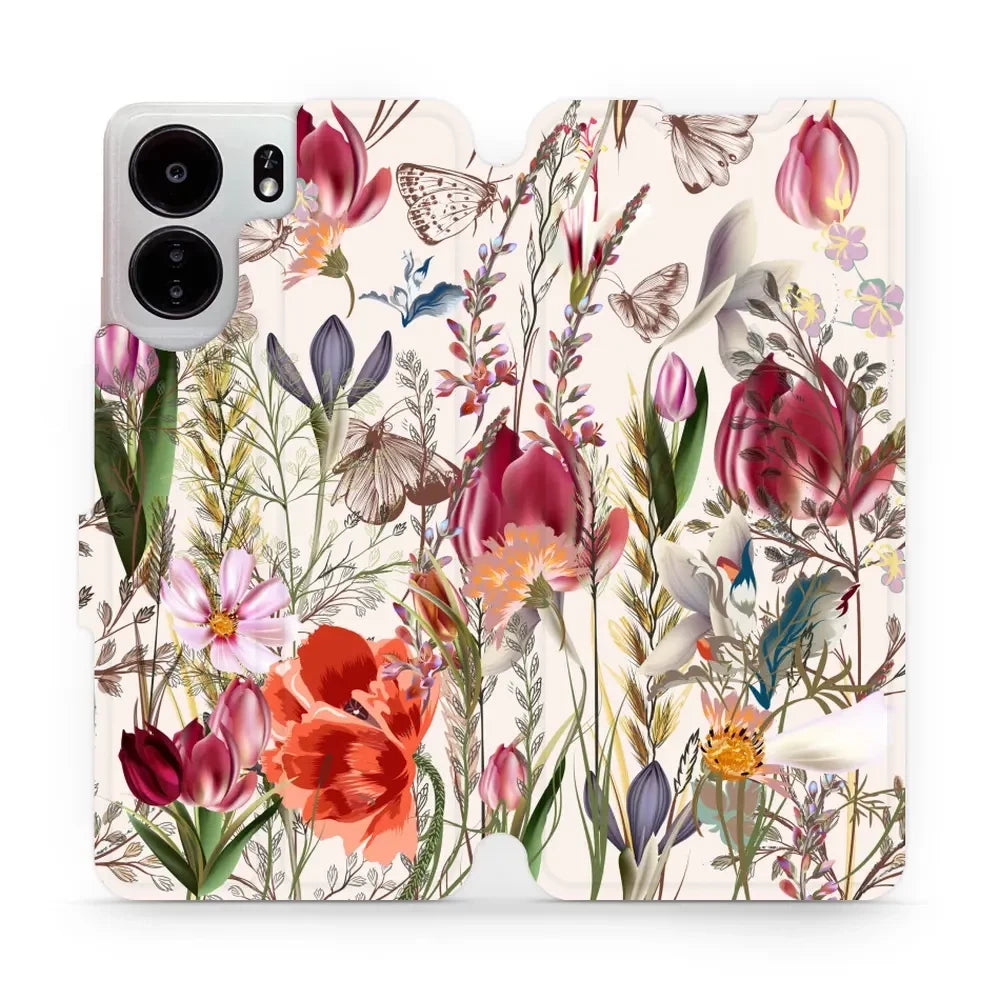 Handyhülle mit klappe für Xiaomi Poco C65, Mobiwear Book, Blumenstrauß