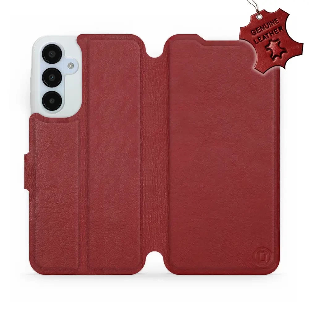 Echtleder Handyhülle für Galaxy A25 5G, Mobiwear Leather, Dunkelrot