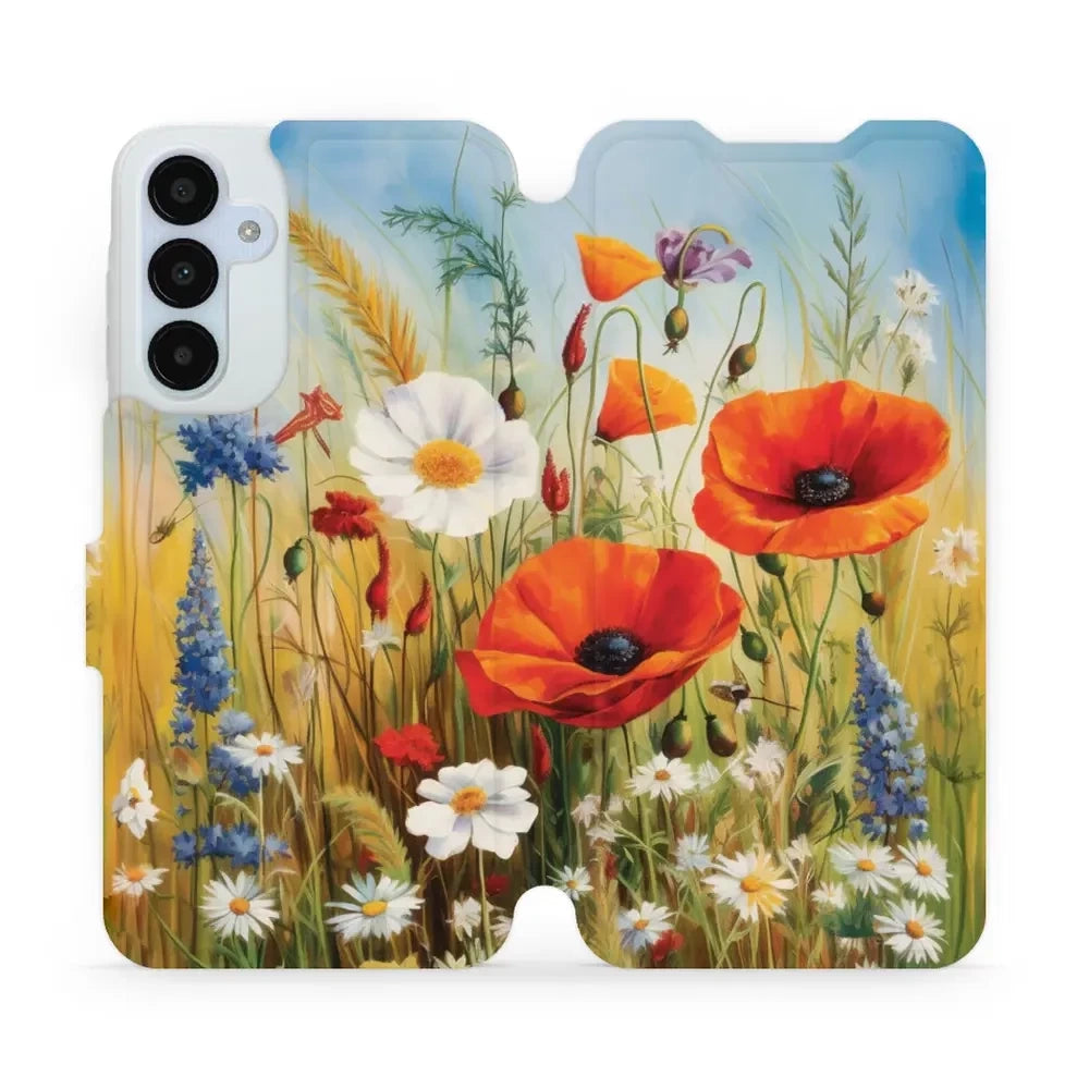 Handyhülle mit klappe für Galaxy A25 5G, Mobiwear Book, Wiesenblumen