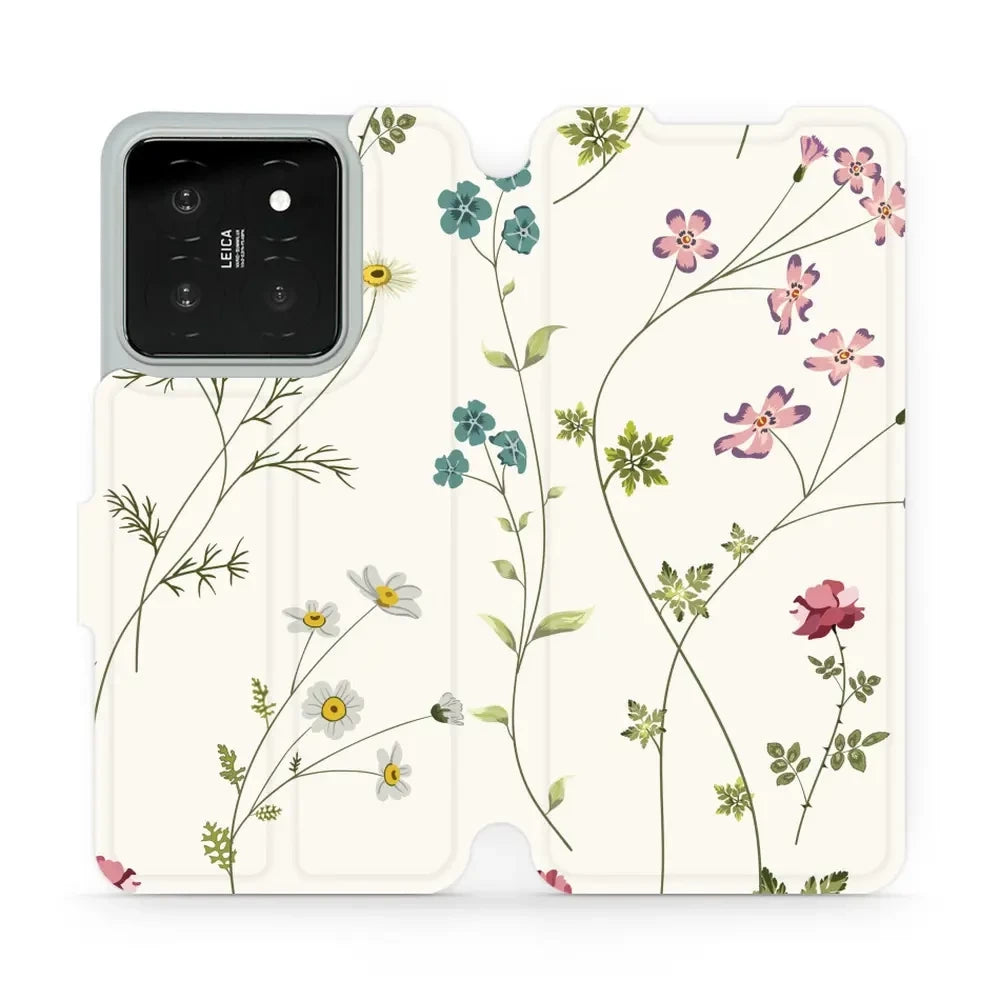 Handyhülle mit klappe für Xiaomi 14, Mobiwear Book, Feldblumen