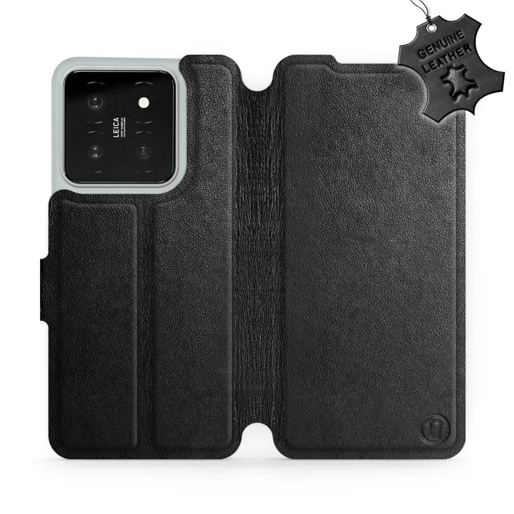 Echtleder Handyhülle für Xiaomi 14, Mobiwear Leather, Schwarz