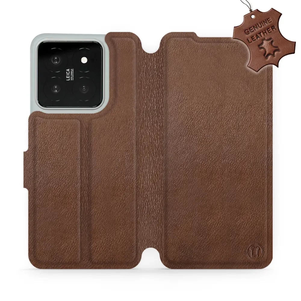 Echtleder Handyhülle für Xiaomi 14, Mobiwear Leather, Braun