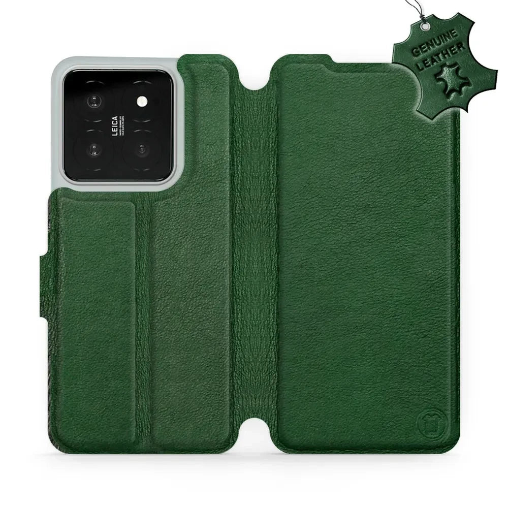 Echtleder Handyhülle für Xiaomi 14, Mobiwear Leather, Grün
