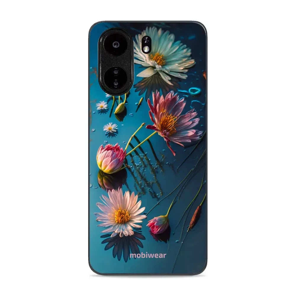 Handyhülle für Xiaomi Redmi 13C 4G, Mobiwear Glossy Case, Blau-Blumig