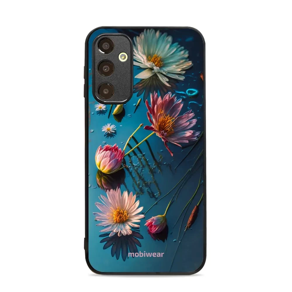 Handyhülle für Galaxy A25 5G, Mobiwear Glossy Case, Blau-Blumig