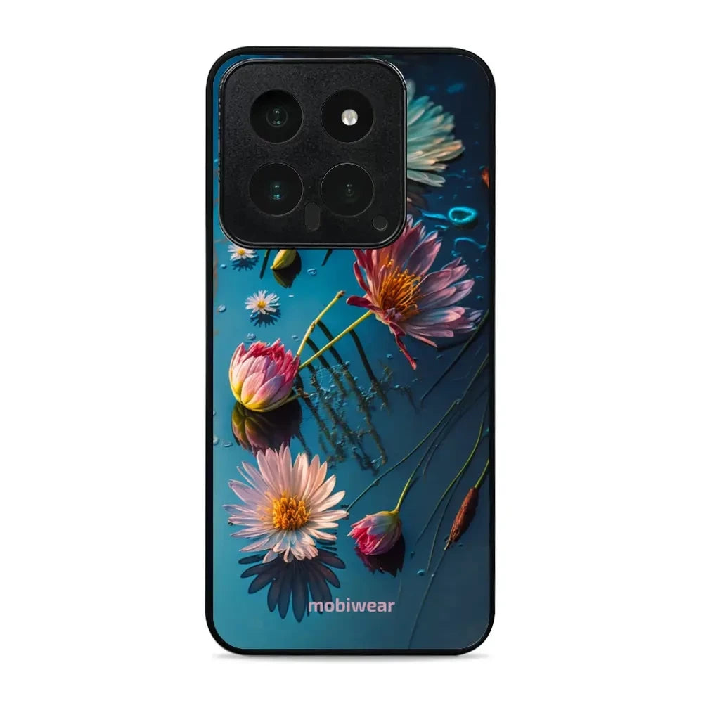 Handyhülle für Xiaomi 14, Mobiwear Glossy Case, Blau-Blumig