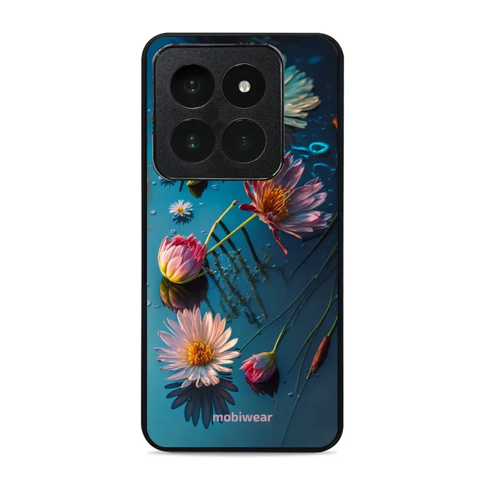 Handyhülle für Xiaomi 14 Pro, Mobiwear Glossy Case, Blau-Blumig