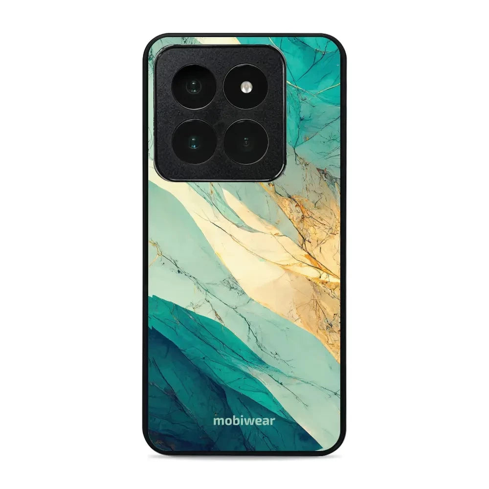 Handyhülle für Xiaomi 14 Pro, Mobiwear Glossy Case, Türkis-Marmor