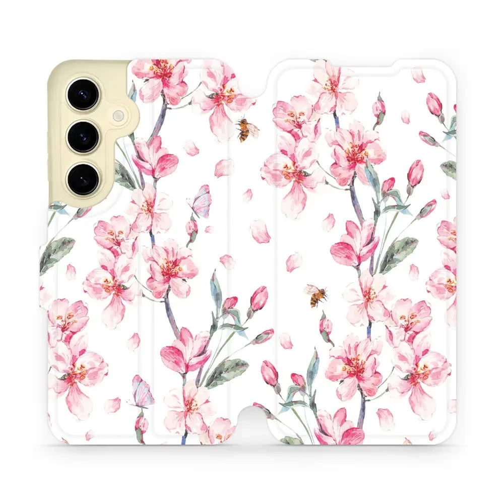 Handyhülle mit klappe für Galaxy S24, Mobiwear Book, Rosa Frühling