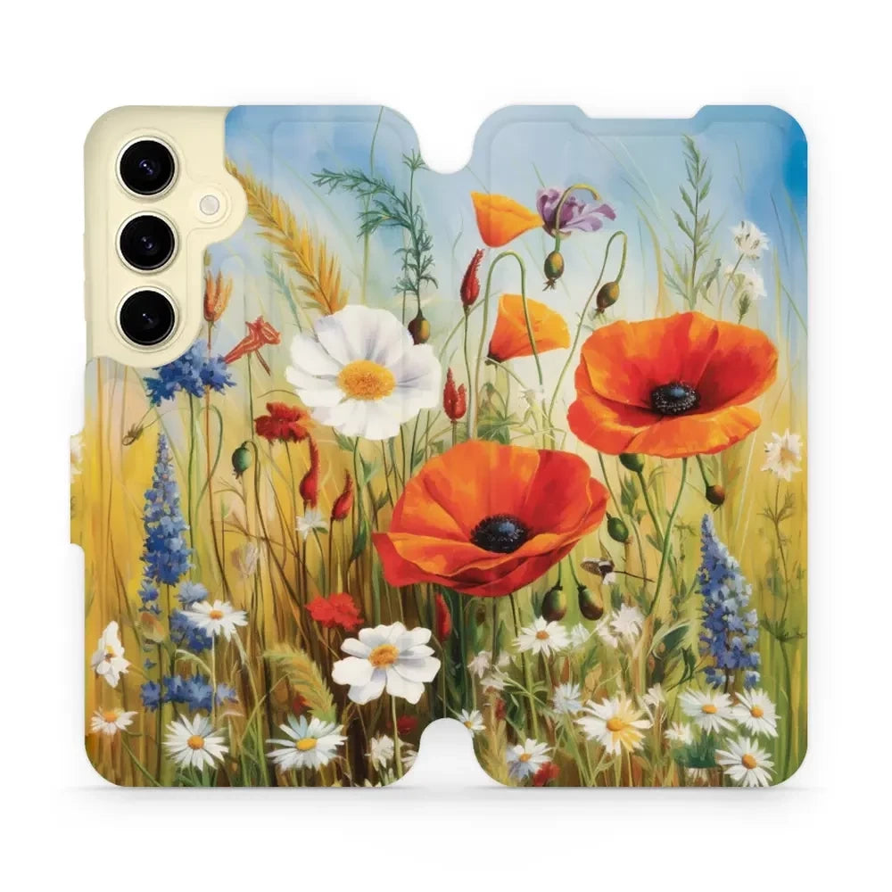 Handyhülle mit klappe für Galaxy S24, Mobiwear Book, Wiesenblumen