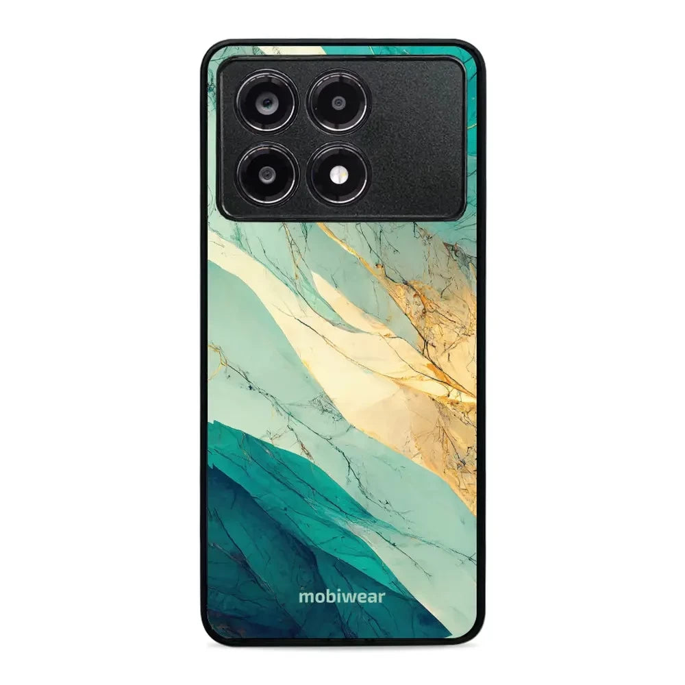 Handyhülle für Xiaomi POCO X6 Pro, Mobiwear Glossy Case, Türkis-Marmor