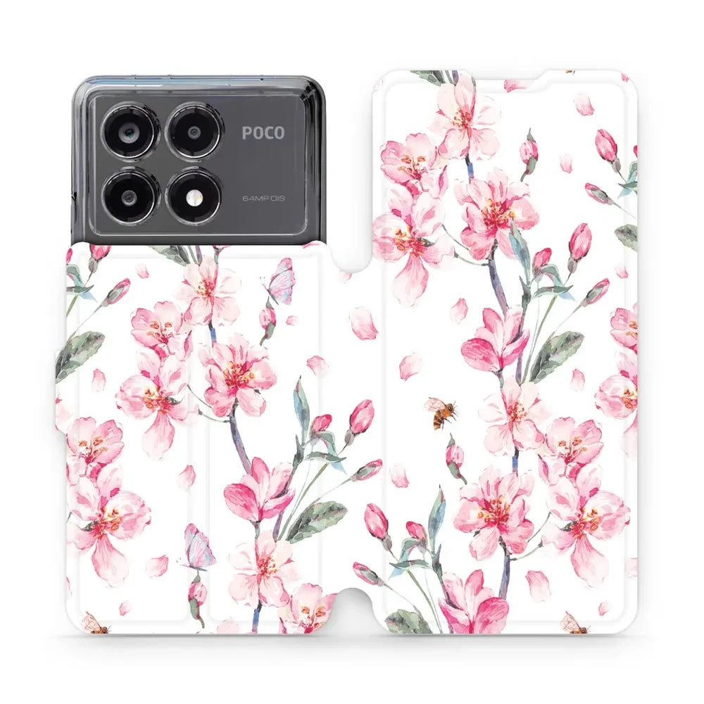 Handyhülle mit klappe für Xiaomi POCO X6 Pro, Mobiwear Book, Rosa Frühling