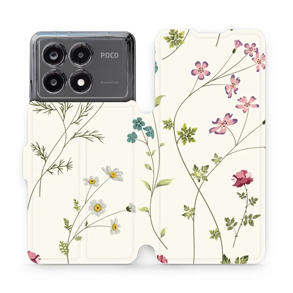Handyhülle mit klappe für Xiaomi POCO X6 Pro, Mobiwear Book, Feldblumen