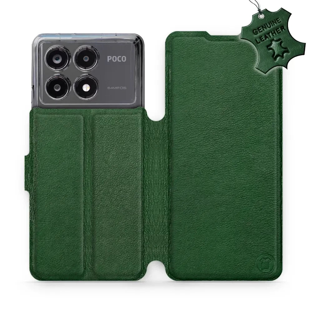 Echtleder Handyhülle für Xiaomi POCO X6 Pro, Mobiwear Leather, Grün