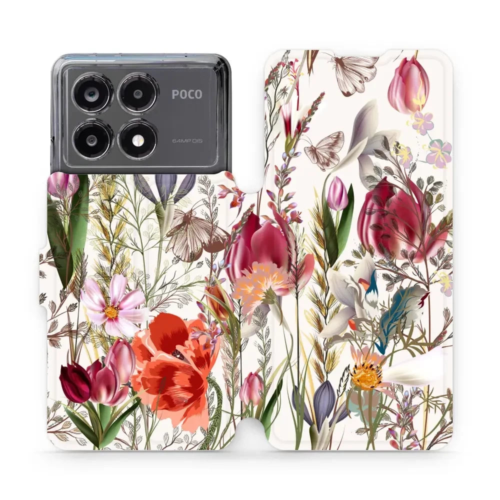 Handyhülle mit klappe für Xiaomi Poco X6 Pro, Mobiwear Book, Blumenstrauß
