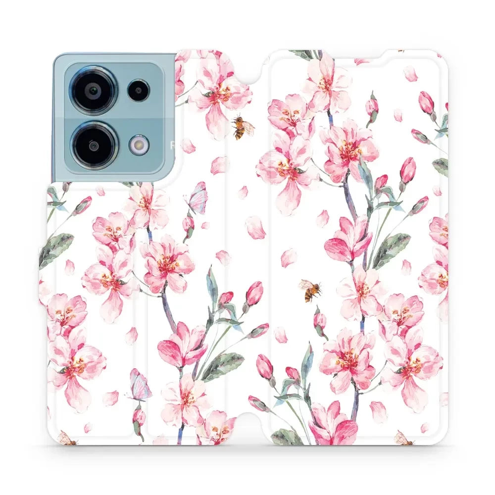 Handyhülle mit klappe für Xiaomi Redmi Note 13 Pro 4G, Mobiwear Book, Rosa Frühling