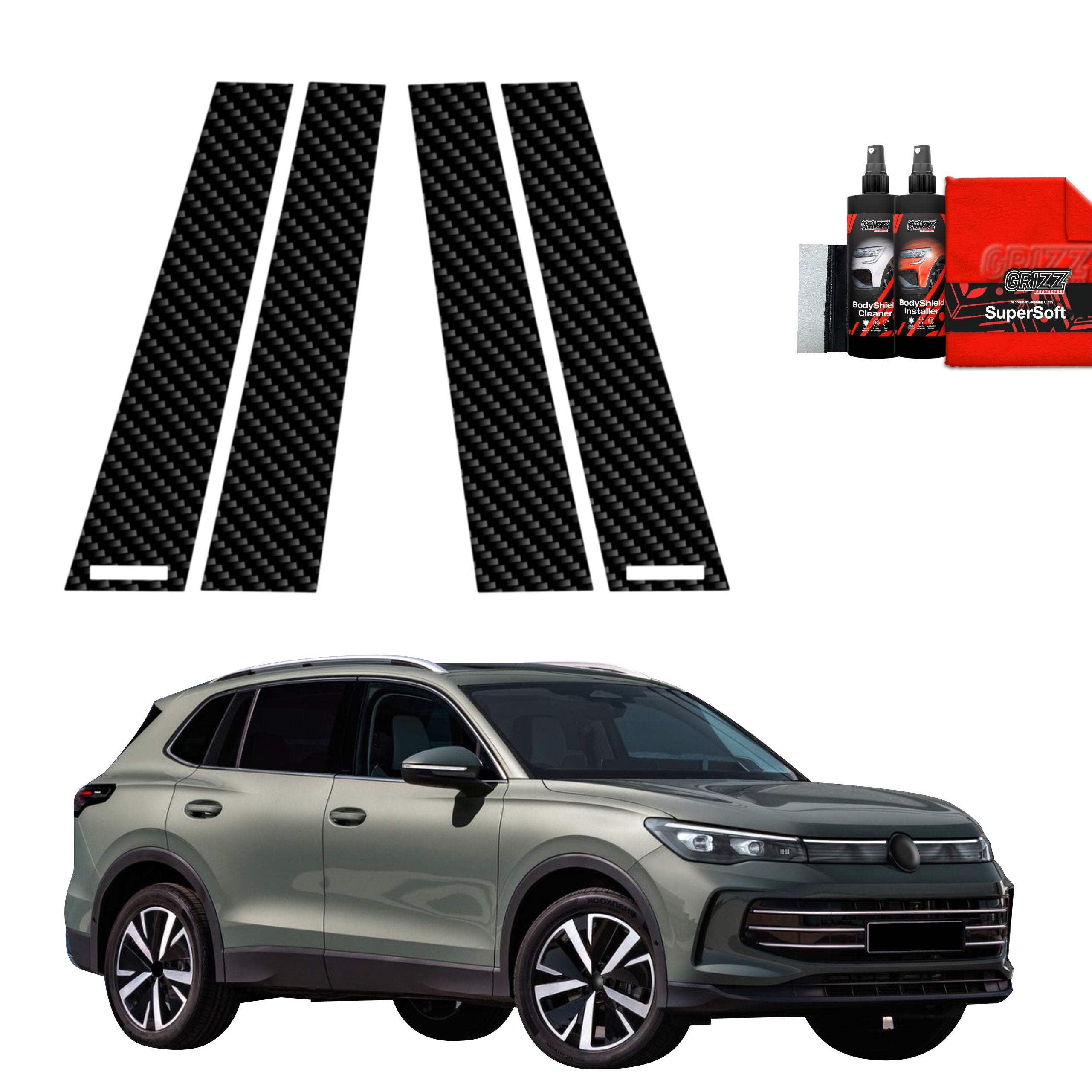 4in1 Kohlenstoff Schutzfolie Grizz Protector für B-Säule - Volkswagen VW Tiguan 3 (2024-2026)