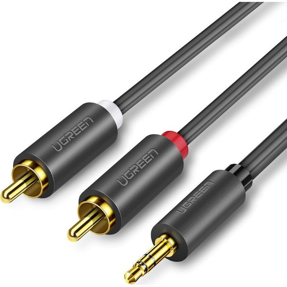Audiokabel Ugreen 3,5 mm mini jack (männlich), 2x RCA, 3 m, Schwarz