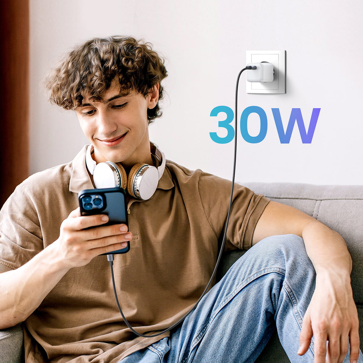Schnell-Ladegerät GaN, Ugreen Nexode Mini USB-C, QC 4.0, PD 30W, Weiß
