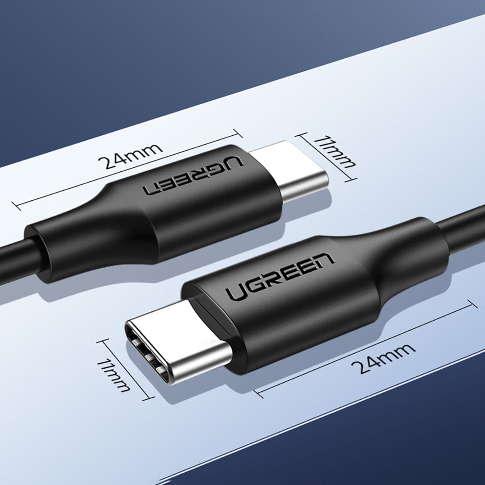 Ugreen vernickeltes Kabel USB-C zu USB-C, 2m, Schwarz