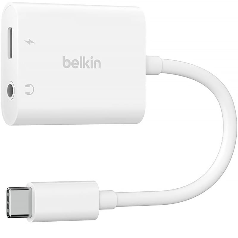 Adapter Belkin RockStar 3.5mm Audio + USB-C Charge 60W, Weiß