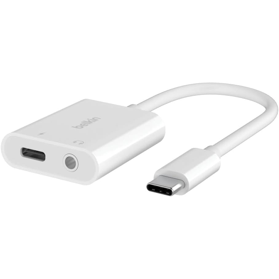 Adapter Belkin RockStar 3.5mm Audio + USB-C Charge 60W, Weiß