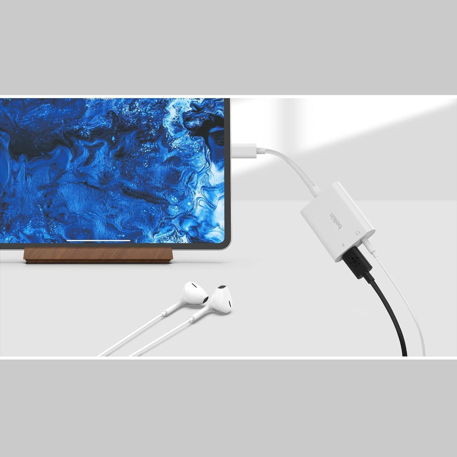 Adapter Belkin RockStar 3.5mm Audio + USB-C Charge 60W, Weiß