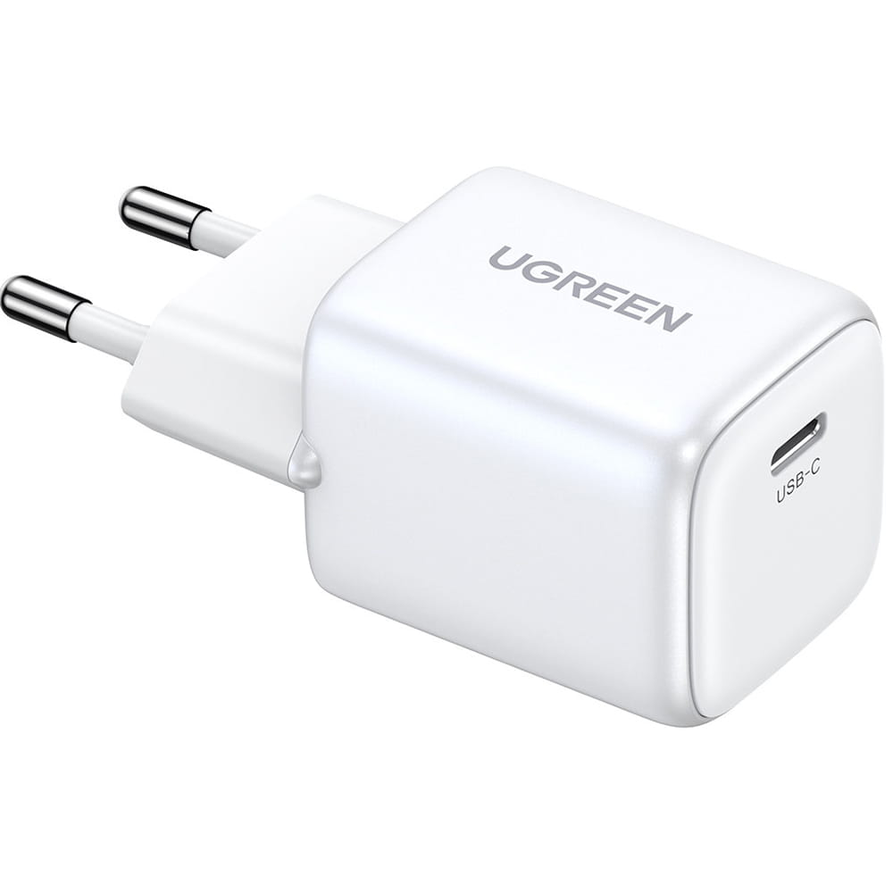 Schnell-Ladegerät GaN, Ugreen Nexode Mini USB-C, QC 4.0, PD 20W, Weiß