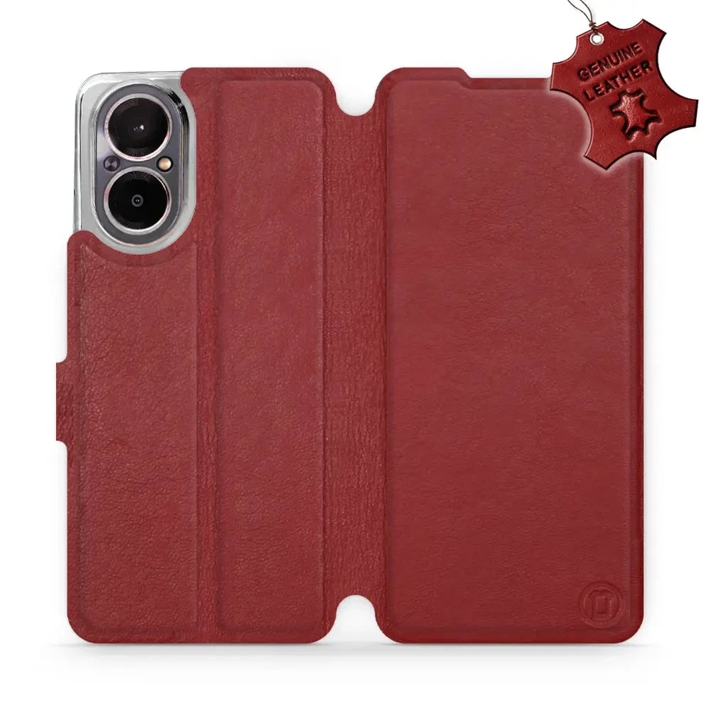 Echtleder Handyhülle für Realme C67 4G, Mobiwear Leather, Dunkelrot